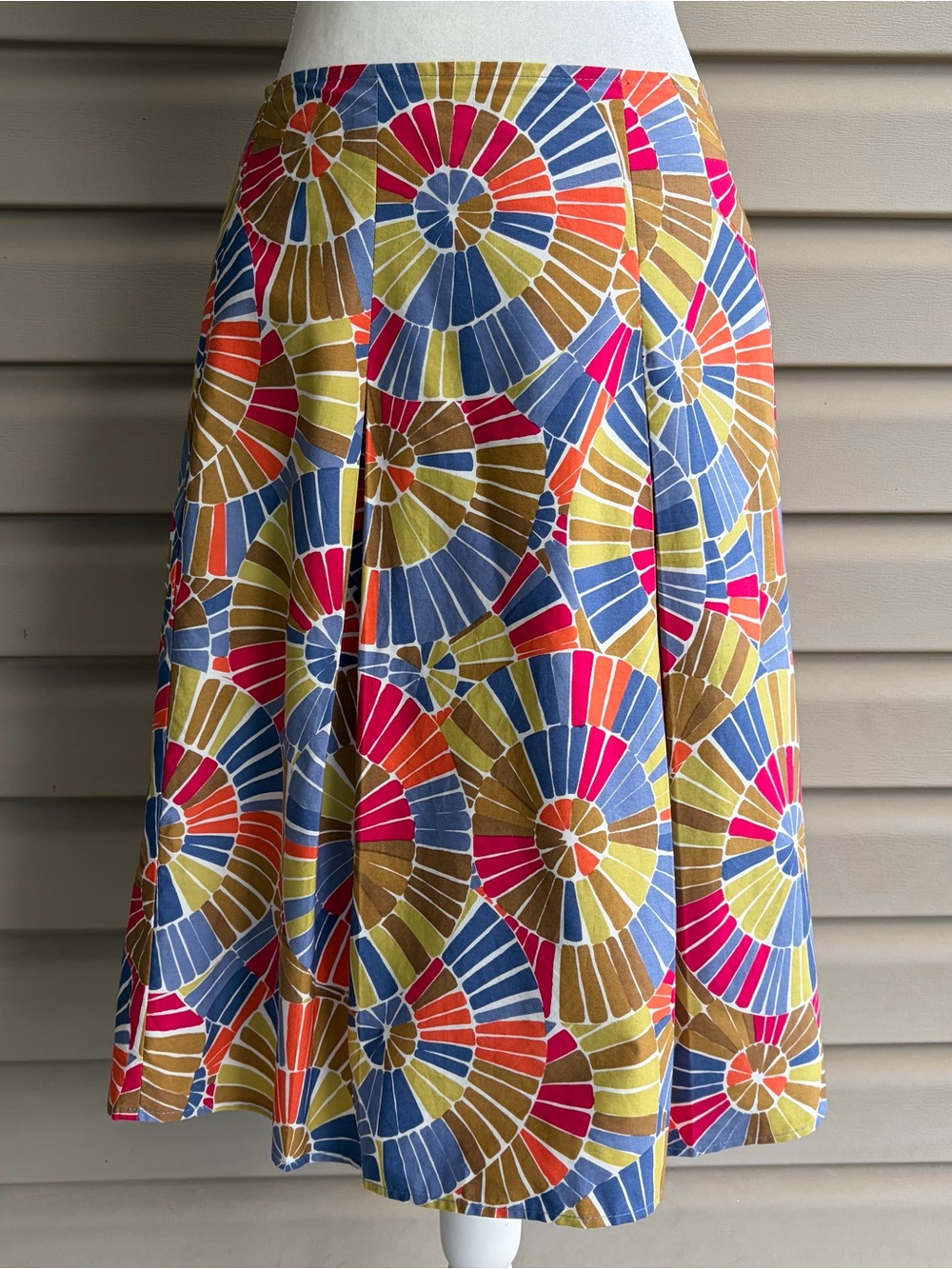 •Talbots• Colorful Geometric Print A-Line Pleated Skirt - Size 12